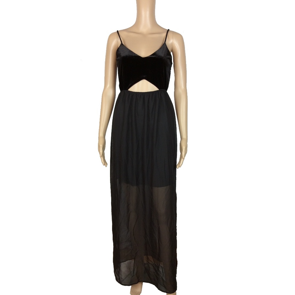 LA Hearts velvet chiffon cutout maxi dress